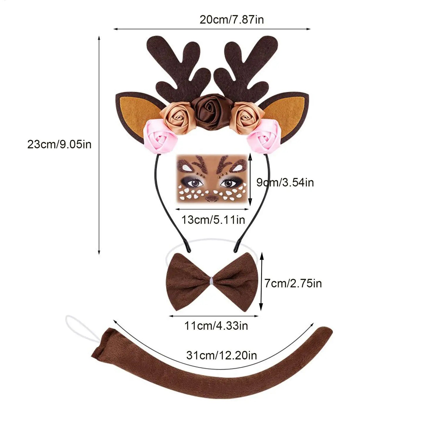 Deer Antler Headband & Tail Set | Christmas Cosplay Costume