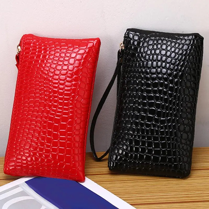 New Fashion PU Leather Wallet Purse Card Phone Holder Makeup Bag Clutch Zip Opening Handbag for Women Peaceful Pleasures Health and Wellness