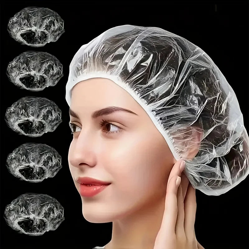 50/100Pcs Disposable Shower Caps for Hair Dyeing, Bathing, and Washing Hair, Transparent Shower Caps with Elastic Opening, Waterproof, Hotel Hairdressing Special Shower Caps, Holiday Gifts, Christmas and Halloween Gifts Peaceful Pleasures Health and Wellness