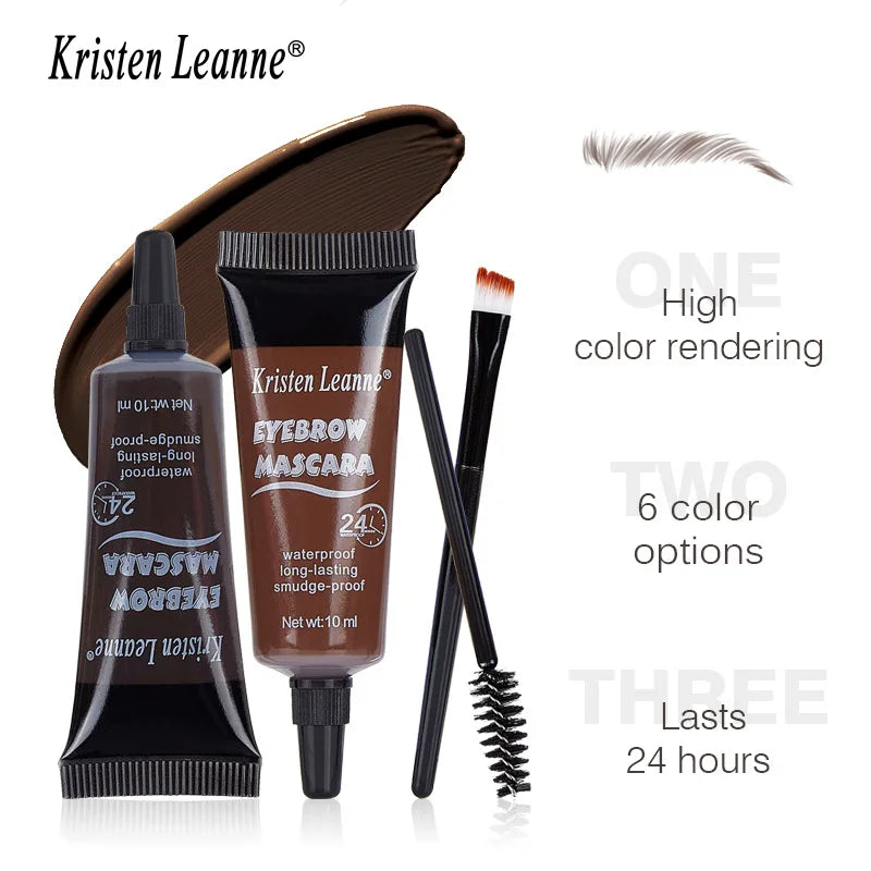 Waterproof Eyebrow Tint Gel & Dye Cream – 6 Colors + Brush