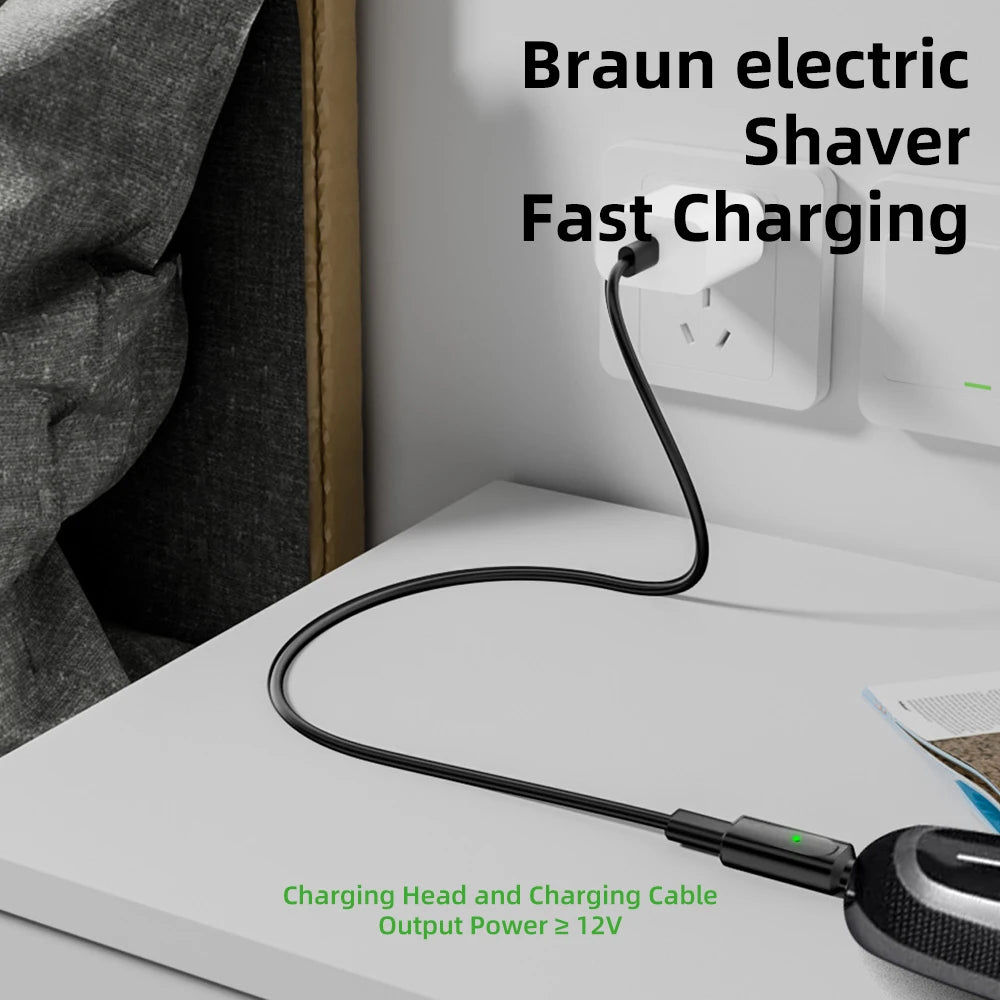 12V USB-C Shaver Adapter for Braun Series 3 5 7 9 Shavers