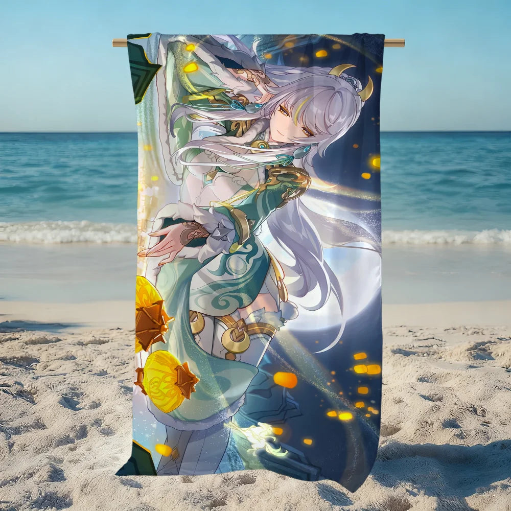 Genshin Impact Zibai Quick-Dry Beach Towel | Multi-Size Quick-Dry Beach Towel Peaceful Pleasures Health and Wellness