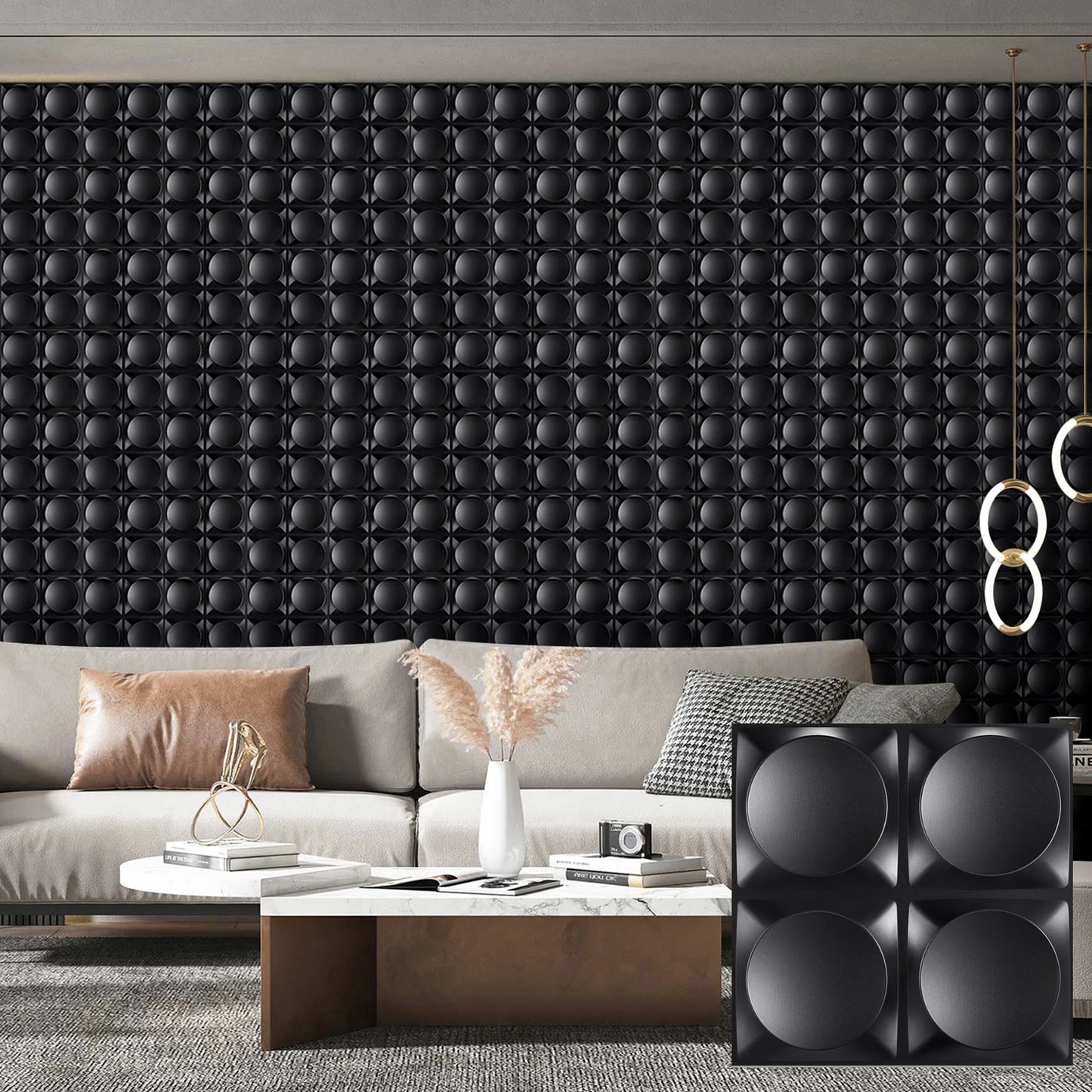 3D Wall Panels for Interior Wall Decor, Modern Diamond Textured Accent Wall Paneling for Gaming Living Room TV Wall Background Peaceful Pleasures Health and Wellness