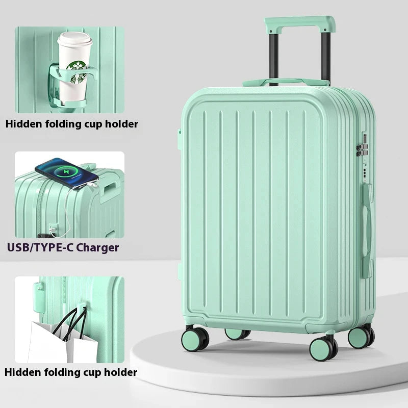 Pastel Color 20/22/24/26/28 Inch Carry On Luggage Set, 2-Piece Lightweight Spinner Suitcase, Girls' Matching Travel Bags Peaceful Pleasures Health and Wellness Mint Green 28 inch