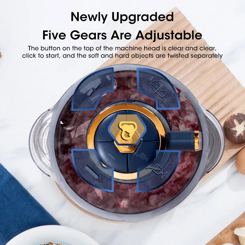 5L Electric Meat Grinders Food Crusher Stainless Steel Multifunctional Vegetable Slicer Processor Chopper Kitchen Appliances Peaceful Pleasures Health and Wellness