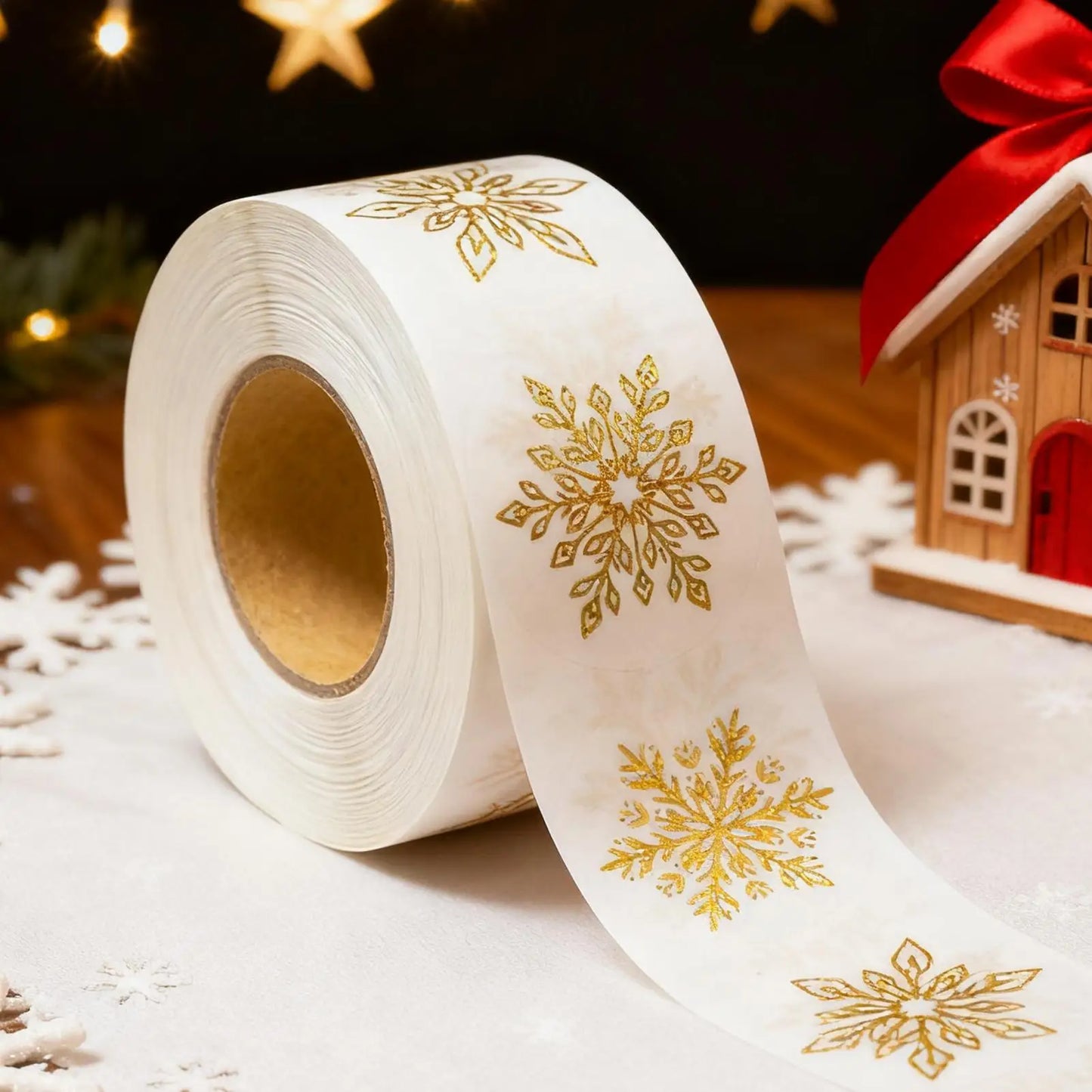 500Pcs Glitter Snowflake Stickers – Christmas Labels & Craft Seals