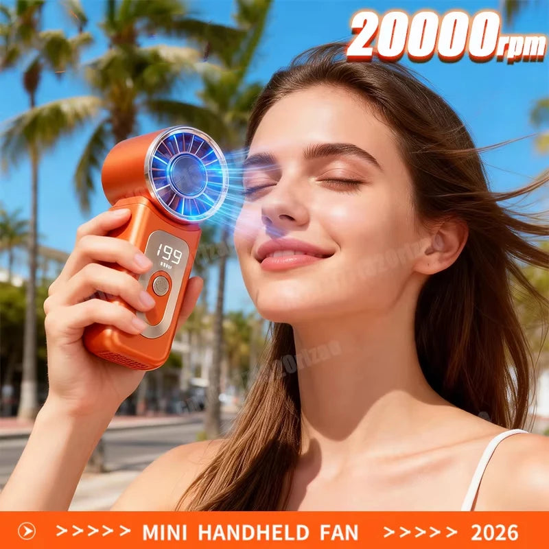 Handheld Turbo Fan High Speed 20000rpm USB Rechargeable Long Endurance Powerful Portable Outdoor Summer Fan For Travel Peaceful Pleasures Health and Wellness