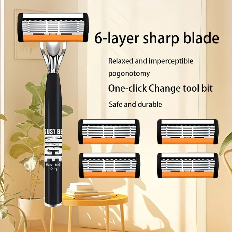 Men's Manual Razor | Steel Blades & Precision Trimmer