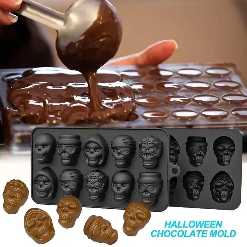 Skull Ice Cube Mold 10-Grid Skull Ice Mold for Halloween Kitchen Tools Reusable Making Accessory for Chocolate Ice Cream And Peaceful Pleasures Health and Wellness