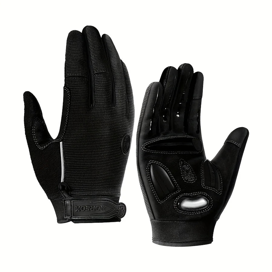 Men's & Women's Road & Mountain Bike Gloves with Touchscreen Function, Reflective Full-Finger Design for Outdoor Cycling Peaceful Pleasures Health and Wellness Black S