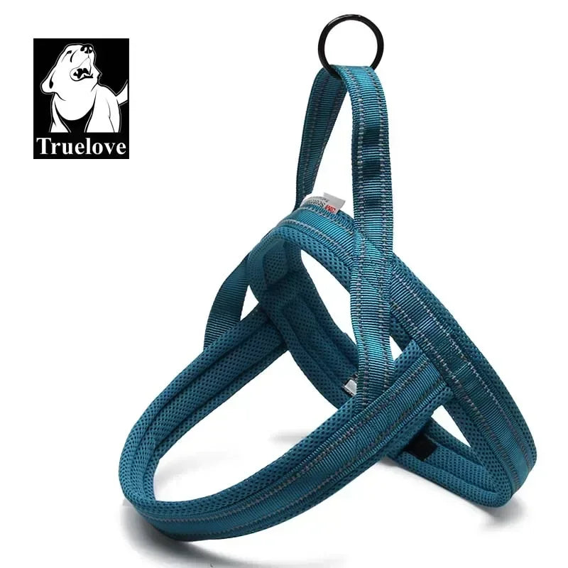 Truelove Soft Mesh Padded Nylon Dog Harness Vest 3M Reflective Security Dog Collar Easy Put on Pet Harness Pull-resistan TLH5811 Peaceful Pleasures Health and Wellness blue L