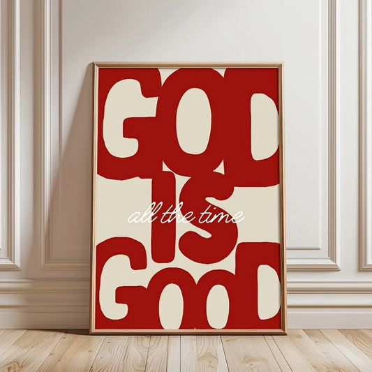 Modern,Retro Red God is Good Christian Quote Wall Art Print Canvas Painting Poster Picture For Bedroom,Living Room Home Decor Peaceful Pleasures Health and Wellness G3676 30x40cm Unframed