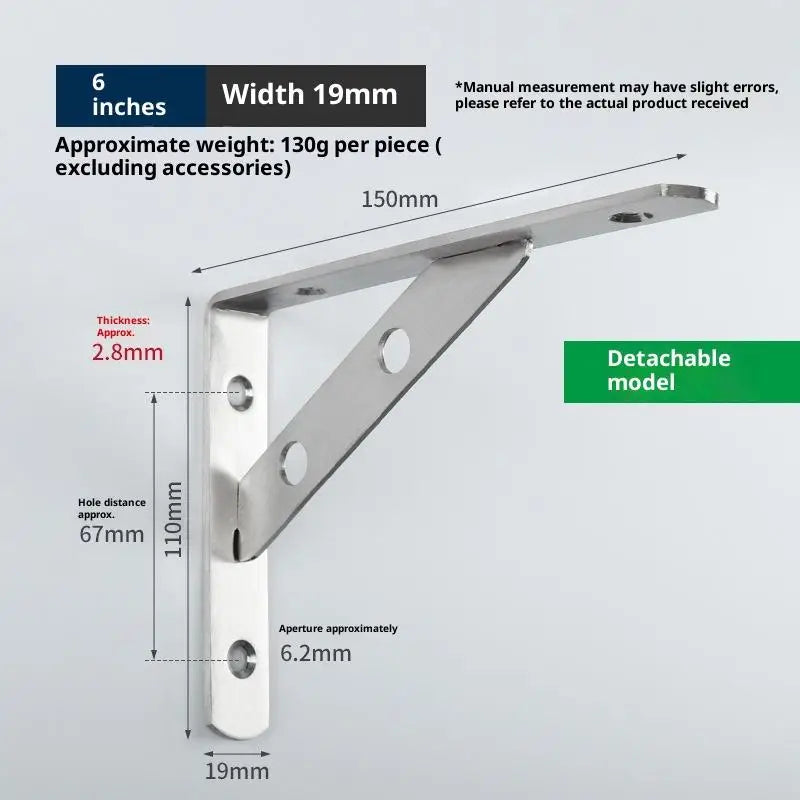 2Pcs Angle Bracket Heavy Duty For Wall Angle Bracket Stainless Steel L Type Bracket Peaceful Pleasures Health and Wellness 1pc 2xDetachable 6in