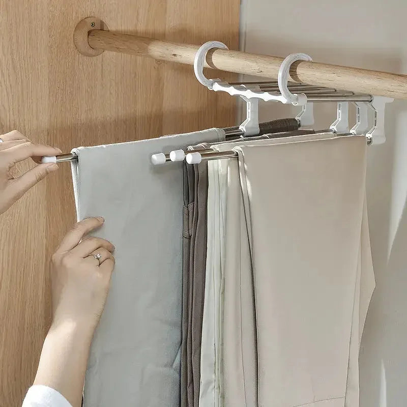 1PC Telescopic Folding Pants Rack, Multi-layer Pants Rack, Pants Hanger, Household Magic Pants Clip, Wardrobe Storage Peaceful Pleasures Health and Wellness