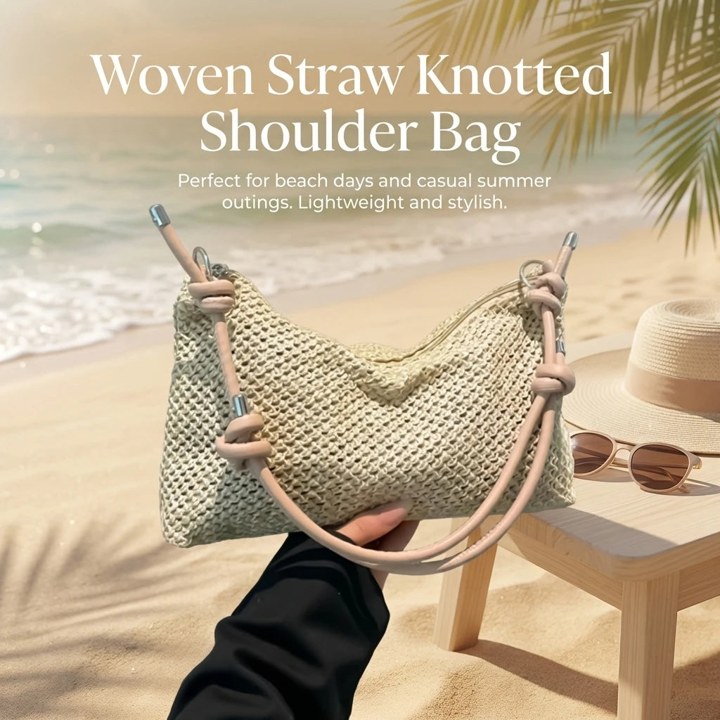 Women Straw Shoulder Bag Lightweight Casual Summer Handbag with Adjustable Strap Peaceful Pleasures Health and Wellness