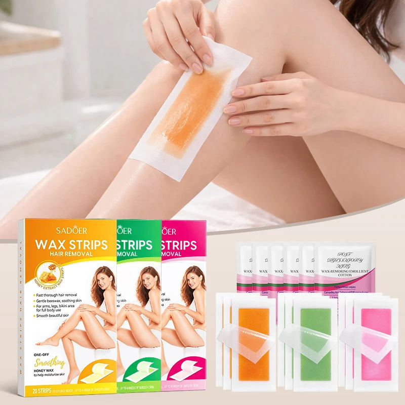 60-Side Cold Wax Strips – Face, Arm, Leg & Body Hair Removal