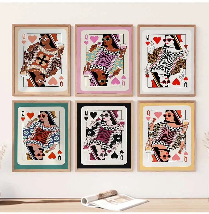 Queen of Hearts Leopard Canvas Wall Art | Dorm Room Decor