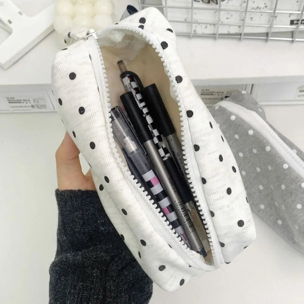 Polka Dot Pencil Case – Large Capacity Cute Stationery Bag
