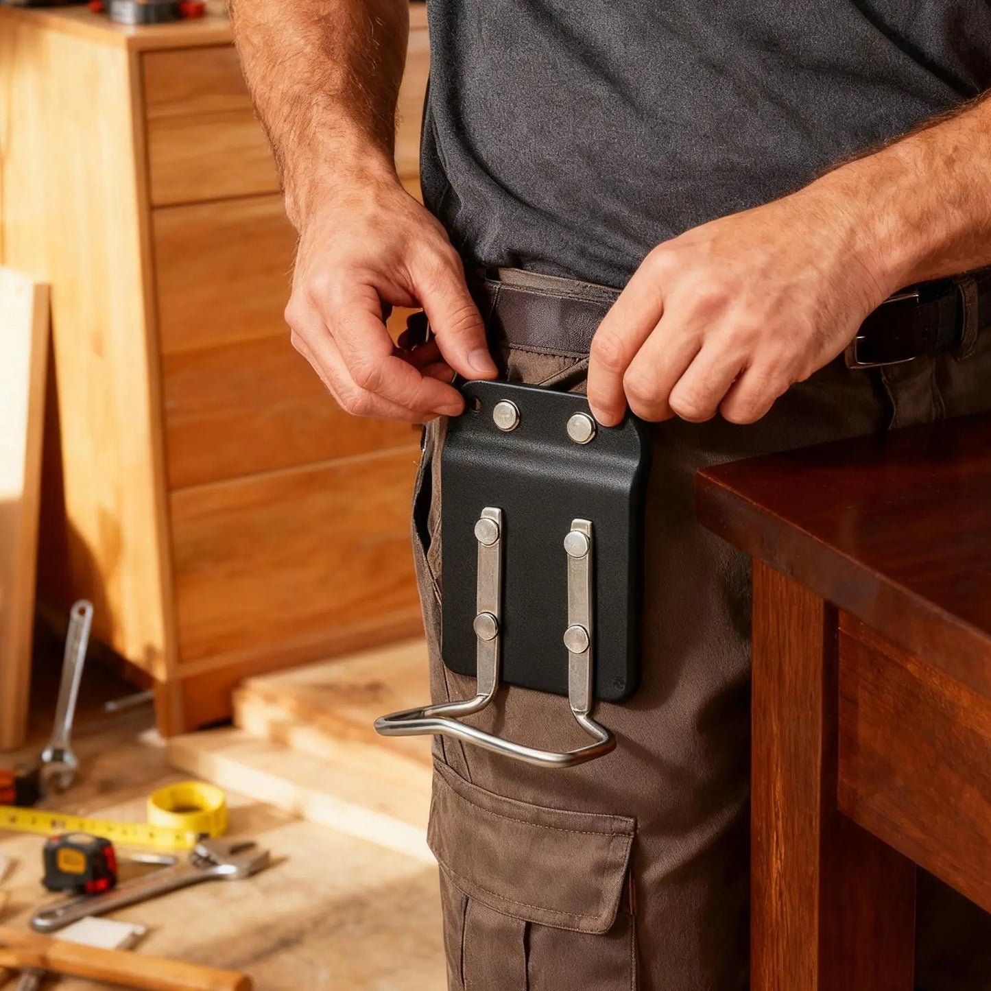 Heavy-Duty Belt Hammer Holder with Metal Clip | Tool Holster