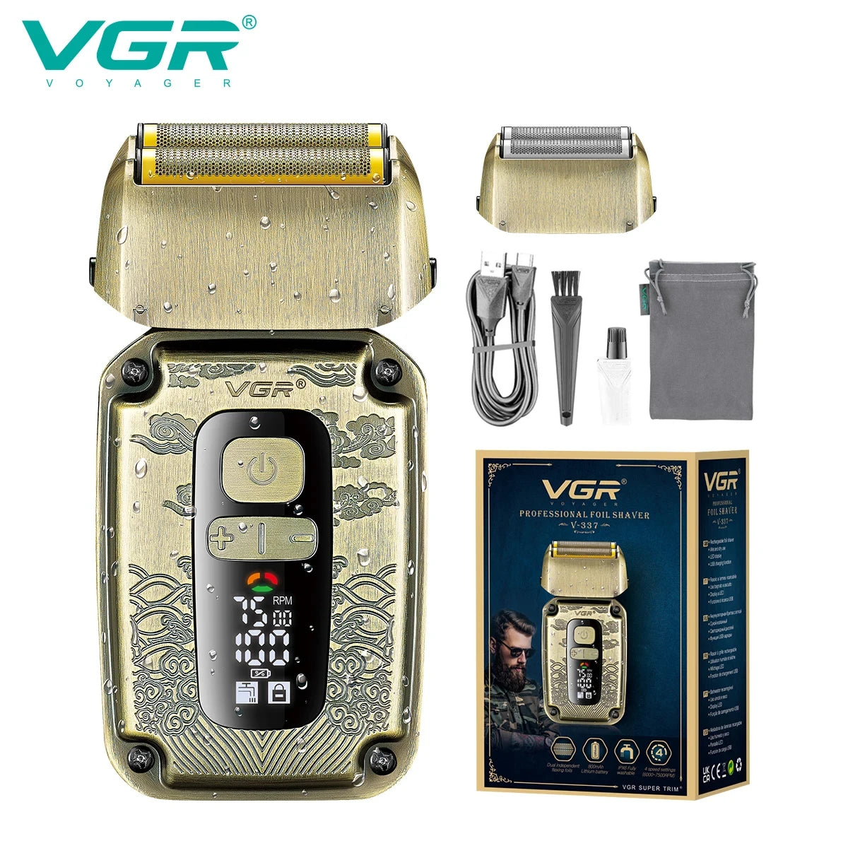VGR Men's Retro Boutique Haircutting Sculpture Push Cutting Hairdressing Salon Home Oil Head Haircutting Full Body Hair Trimming Peaceful Pleasures Health and Wellness 337 usb