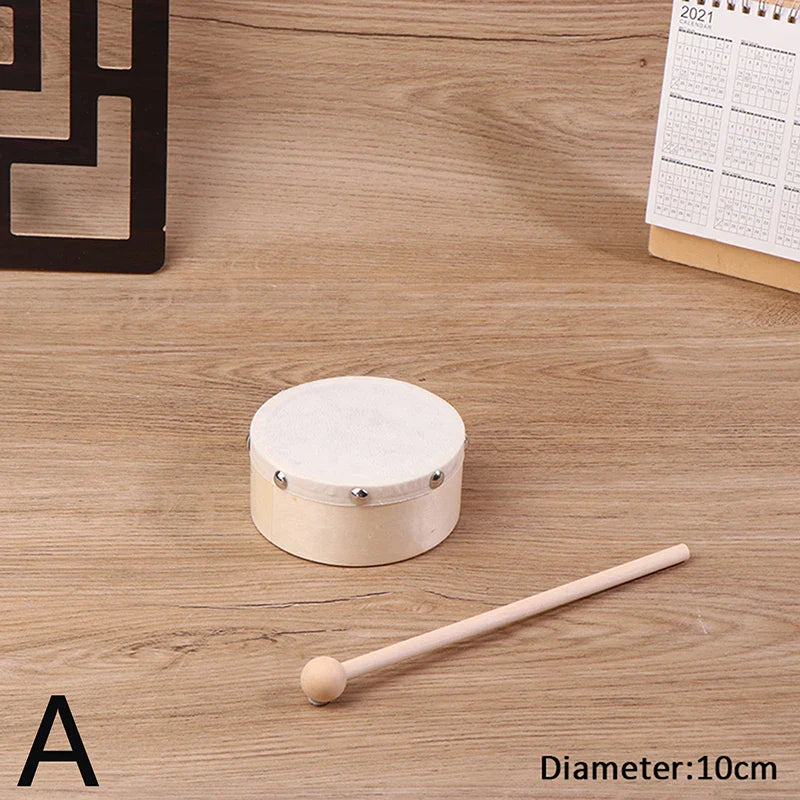 Wood Frame Hand Drum with Drumstick – Kids Percussion Toy