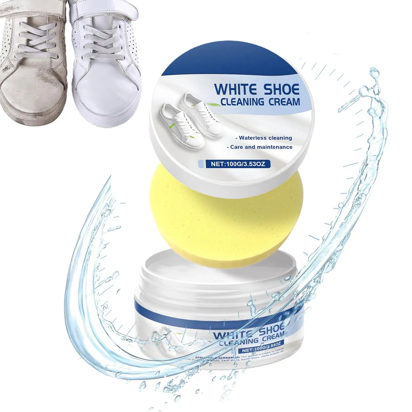 White Shoe Cleaning Cream with Sponge | Whitening & Brightening