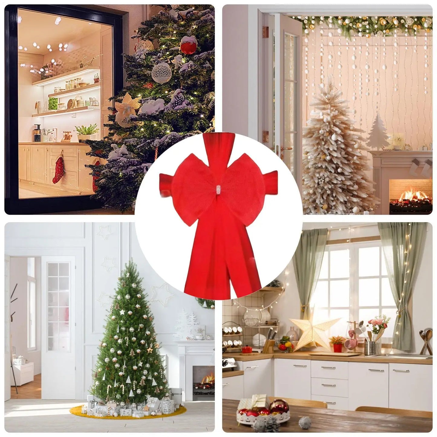 Large Christmas Organza Bow Decor | Door, Mantel & Window