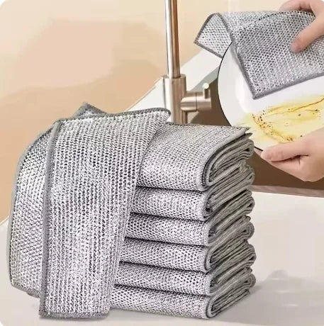 Silver Wire No-Scratch Oil-Resistant Kitchen Cleaning Cloths
