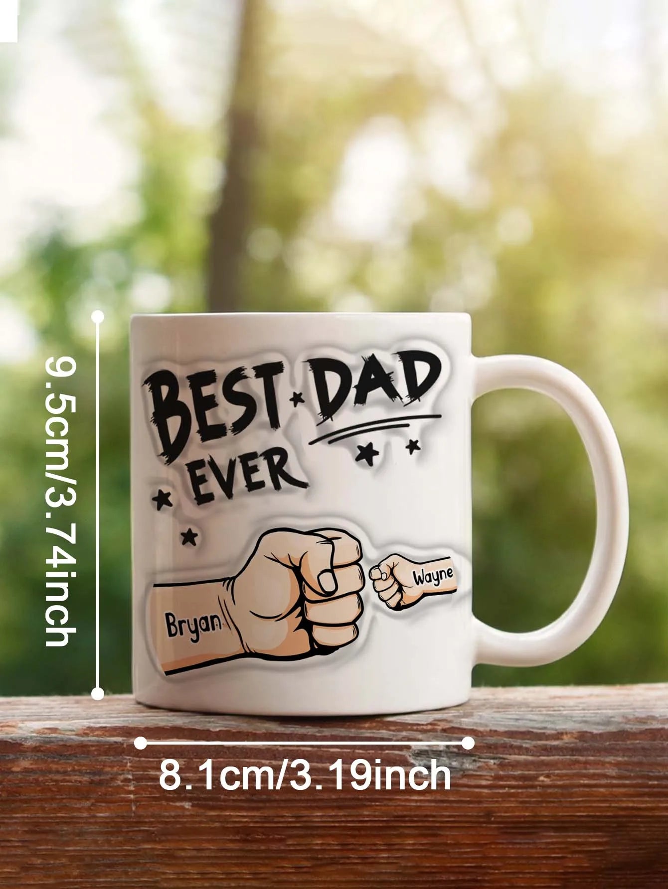 Personalized Dad Mug for Father's Day Custom Name Coffee Cup with 3D Text Effect Custom Name Coffee Cup Gift for Daddy Grandpa Peaceful Pleasures Health and Wellness