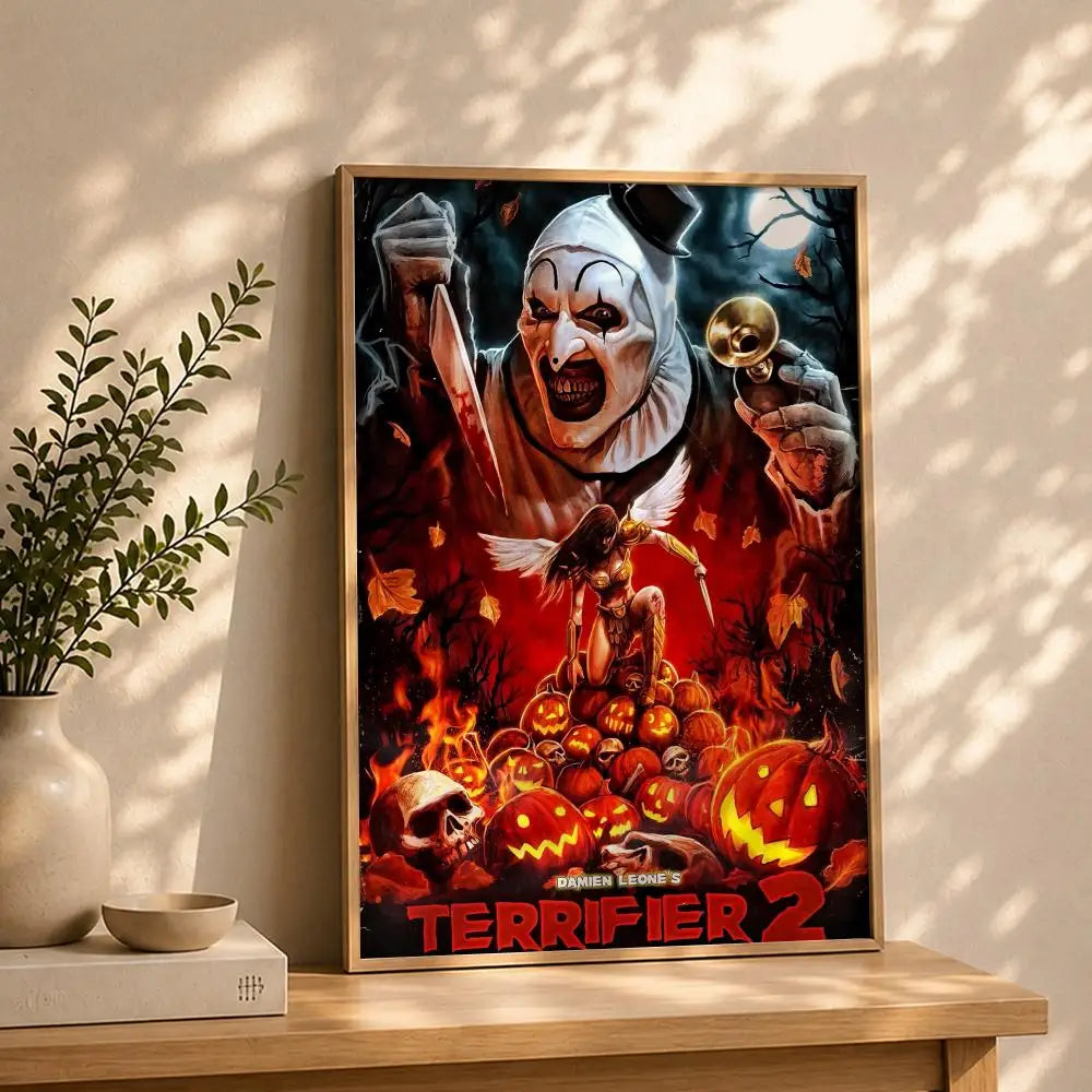 Terrifier Movie Poster HD Self-Adhesive Waterproof Wall Art Movie Wall Poster Peaceful Pleasures Health and Wellness White12 40X50cmNoframe