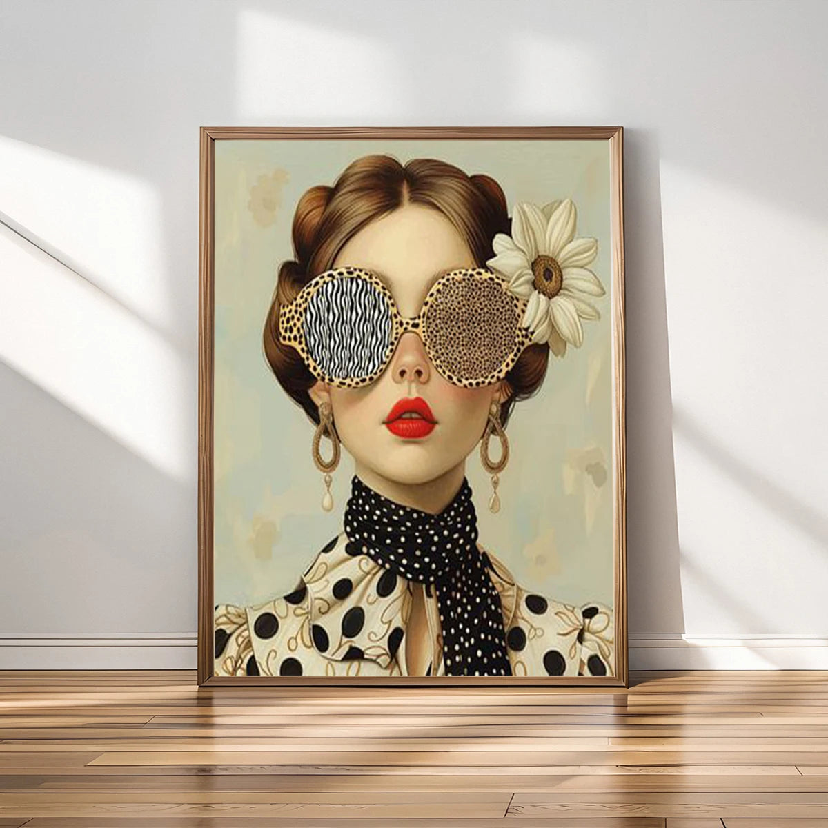 Nordic Boho Fashion Glasses Woman With Flowers Wall Art Canvas Painting Butterfly With Girl Portrait Poster Prints Mural Picture Peaceful Pleasures Health and Wellness