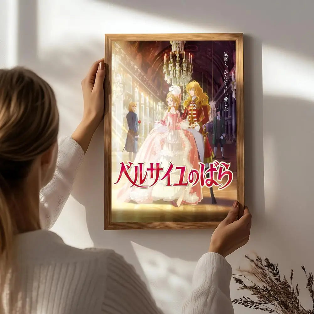 Anime T-The Rose of Versailles Poster HD Self Adhesive Waterproof Wall Art Ideal for Home Office Dorm Bedroom Great Gift Peaceful Pleasures Health and Wellness White3 40X50cmNoframe