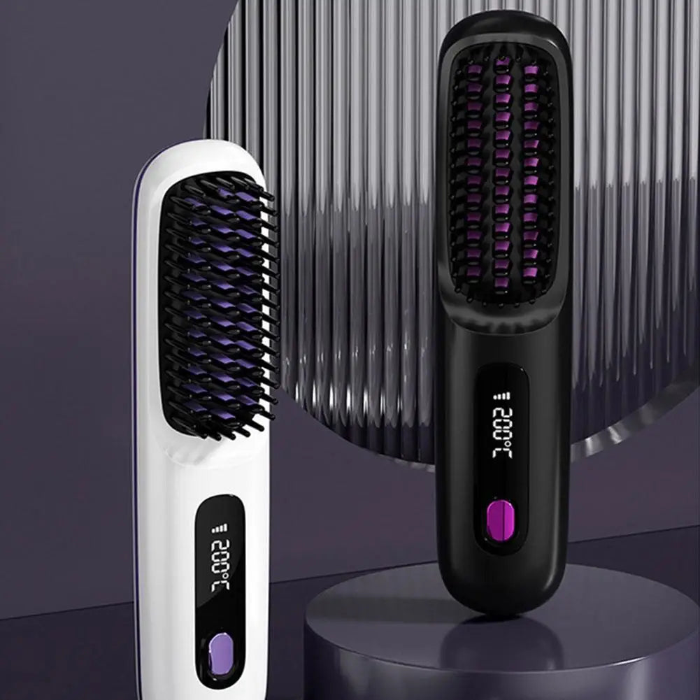 Thermostatic Electric Heating Heating Straight Hair Comb Wireless Portable Negative Ion Styling Tool Rechargeable USB Hair Tools Peaceful Pleasures Health and Wellness