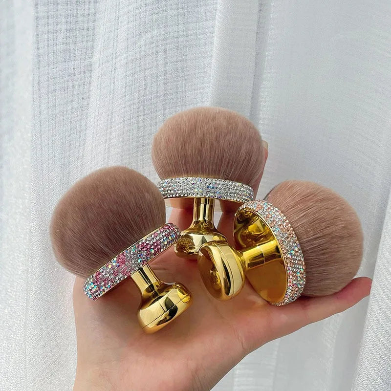 Large Mushroom Head Cheek Powder Brush Body Loose Powder Brush Super Size Cosmetic Brush Nylon Bristles Plastic Handle Peaceful Pleasures Health and Wellness