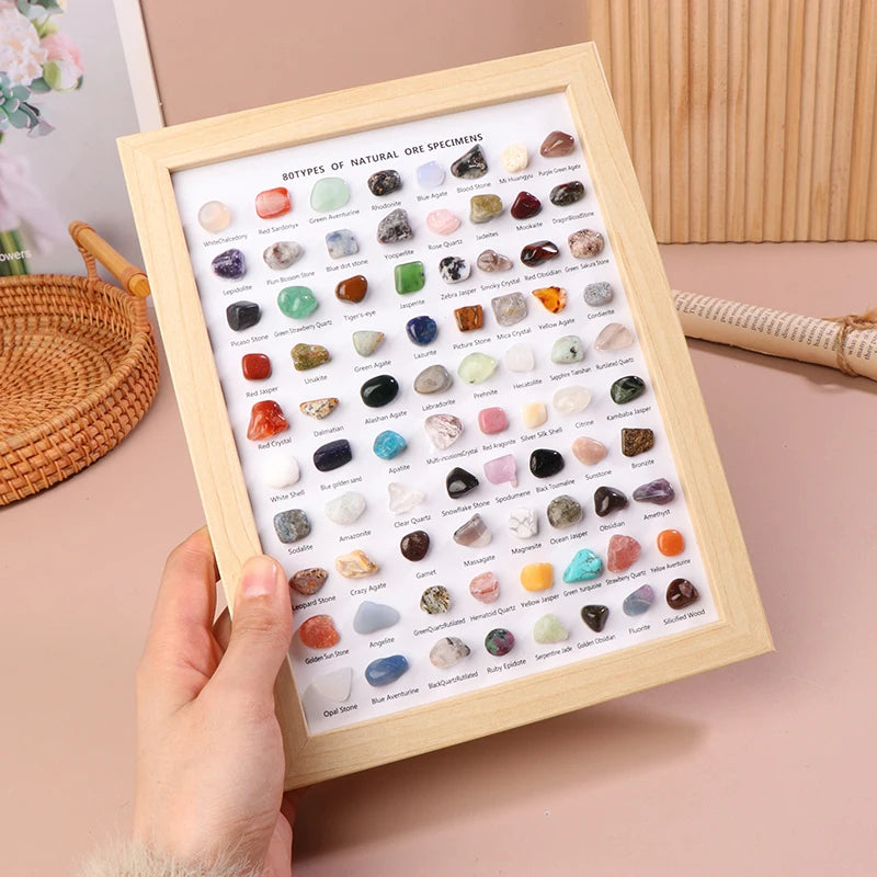 80-Piece Natural Mineral Specimen Set | Crystal Agate Collection