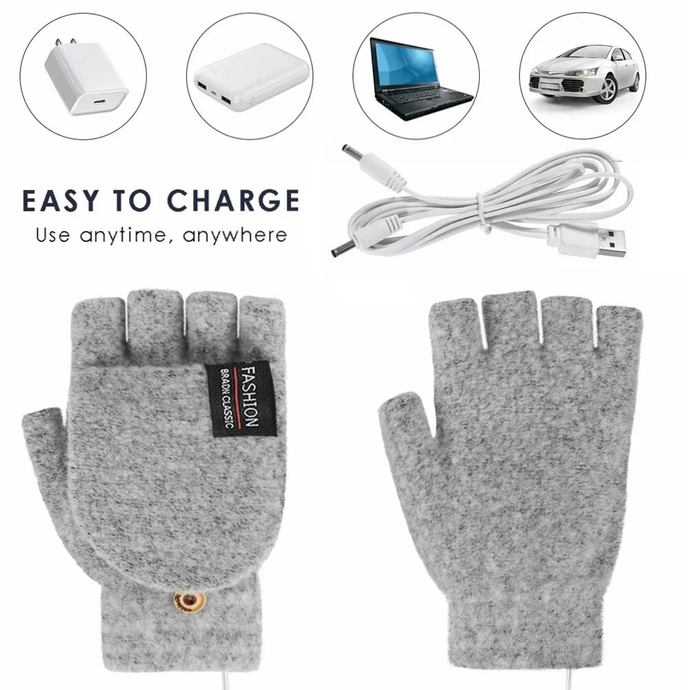Winter Electric Heating Gloves Hand Warmer Gloves Heater Rechargeable USB Reusable Laptop Suitable for Sports Skiing Warm Gloves Peaceful Pleasures Health and Wellness