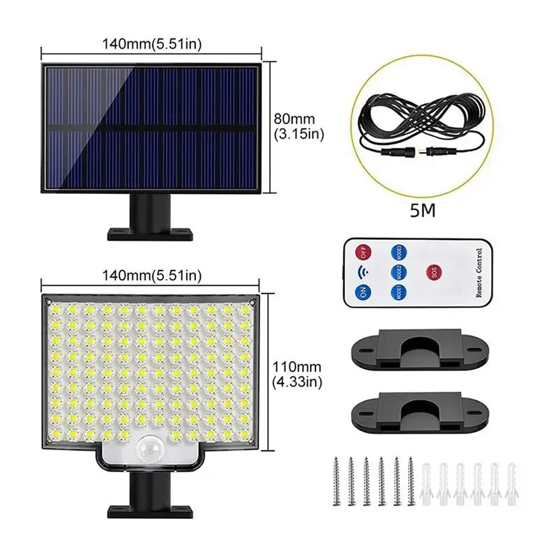 A36T-106 LED 3 Modes Solar Light Street Wall Lamp Sunlight PIR Motion Sensor Waterproof For Fence Street Garden Decor Peaceful Pleasures Health and Wellness