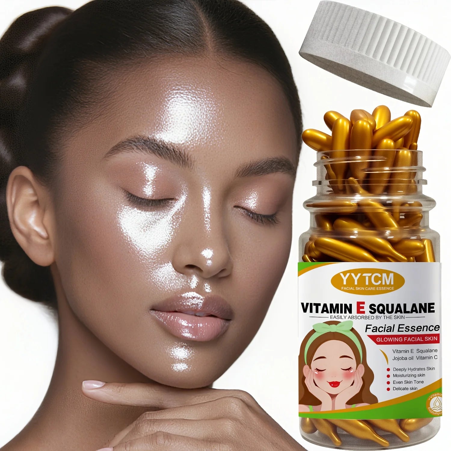 Vitamin E deep moisturizing capsule essence, deep moisturizing and skin brightening essence (0.4gx90 capsules)/bottle-1 bottle Peaceful Pleasures Health and Wellness