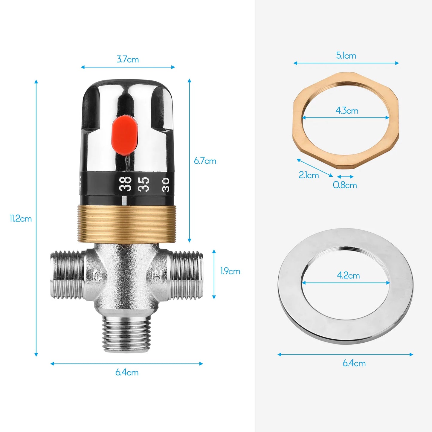 Thermostatic Temperature Control Valve Cold Water Shower Mixer G1 2