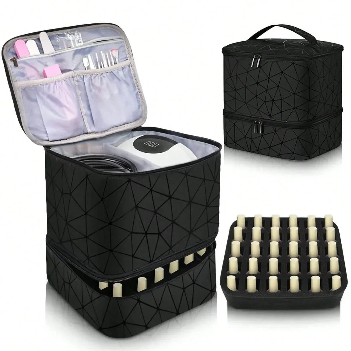 Double-Layer Nail Polish & Essential Oil Travel Organizer Bag