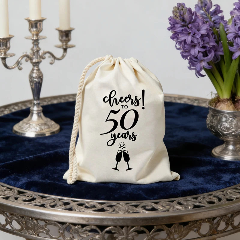 Cheers to 50 Years Favor Bags – 5-Pack Birthday Party Gift Bags