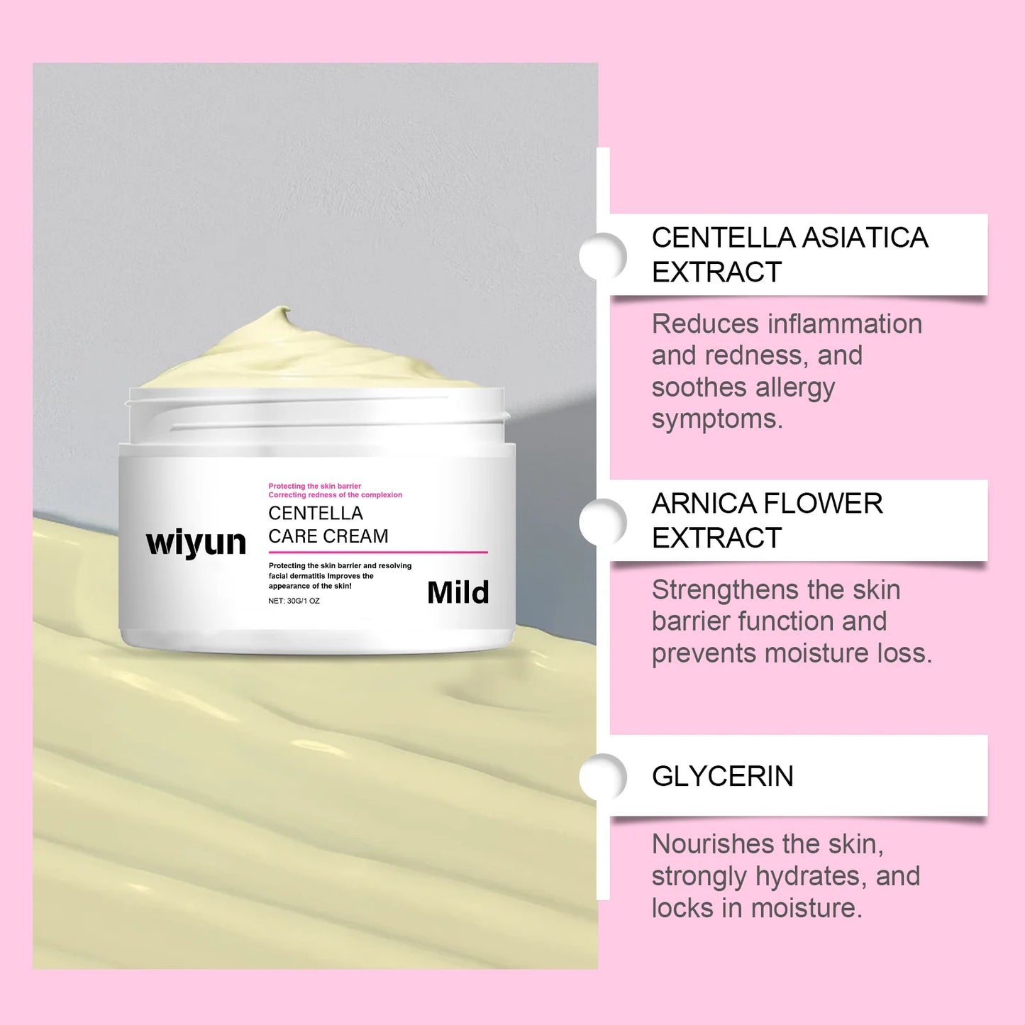 WIYUN Centella Asiatica Soothing Face Cream 30g | Sensitive Skin