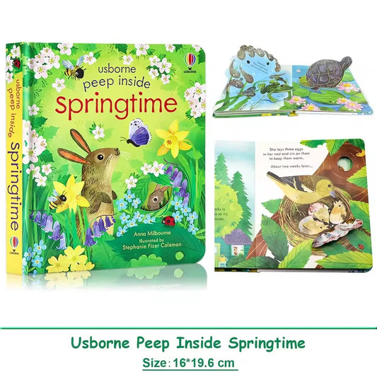 Usborne Peep Inside Springtime 3D Flap Picture Books Kids Bedtime Peaceful Pleasures Health and Wellness