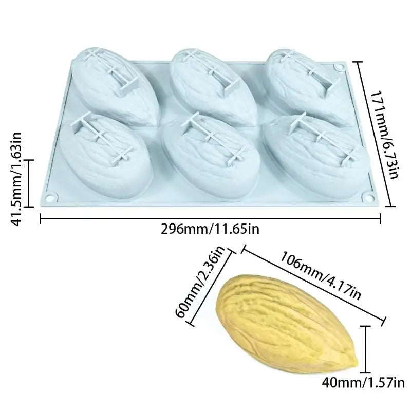 6-Cell Nut-Shaped Silicone Mold – Chocolate, Mousse & Cake