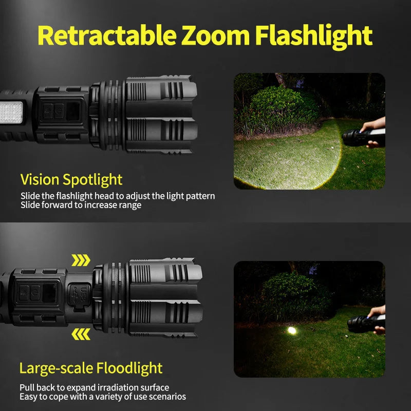 SHINEKNOT 600LM Zoomable LED Tactical Searchlight Flashlight