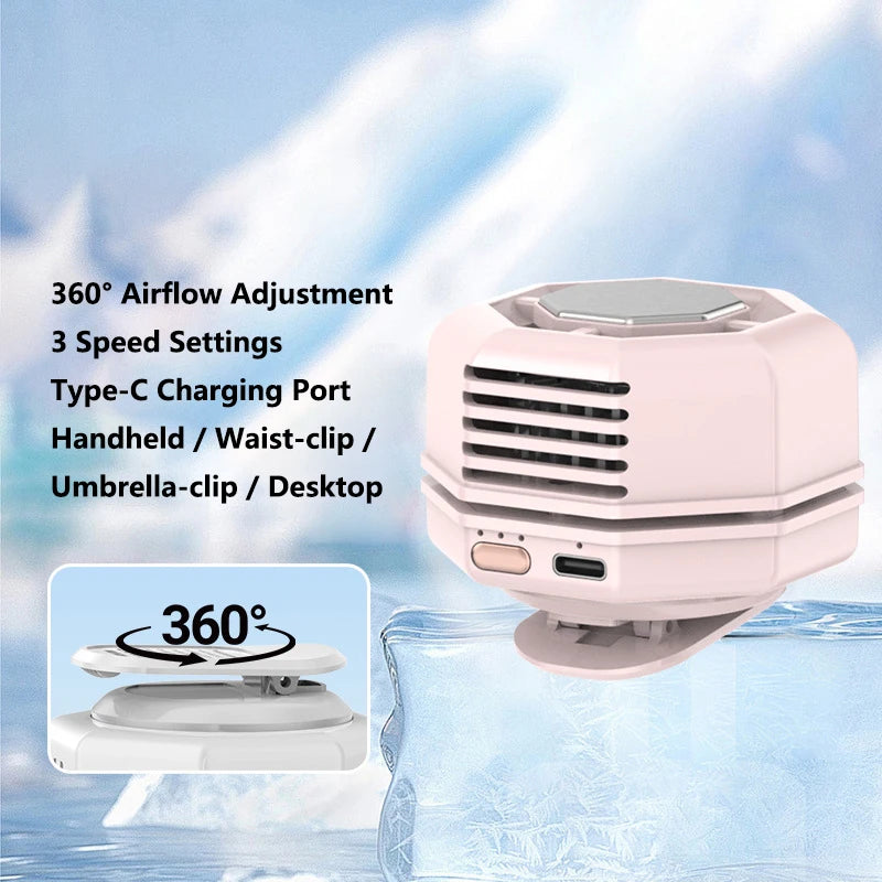Lenovo Clip Fan Mini Portable Strong Cold Wind Desktop 60 Blade 360 ° Adjustment of Wind Multifunctional Fan For Women Men Peaceful Pleasures Health and Wellness Pink-Cold Air
