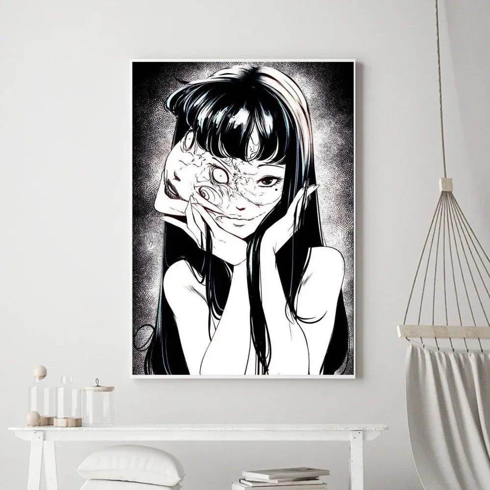 Junji Ito Horror Anime Canvas Poster | Dark Aesthetic Wall Art