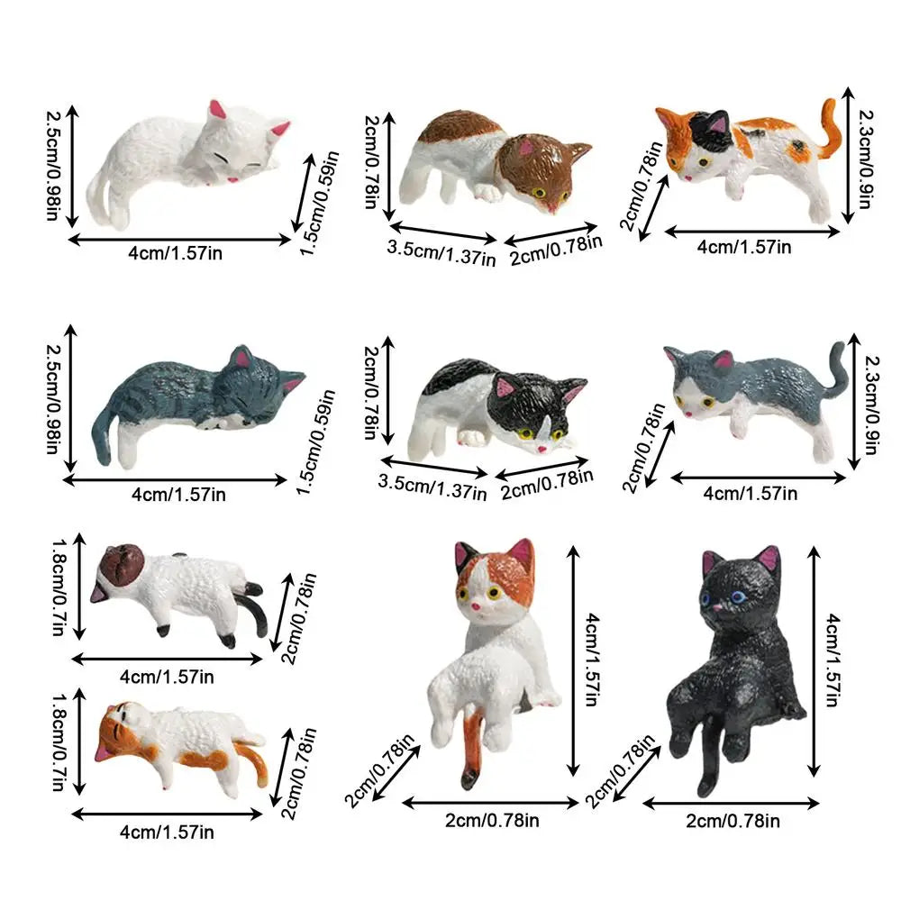10-Piece Mini Cat Figurines Set – Dashboard & Desk Decor Mini Cat Figurines Peaceful Pleasures Health and Wellness 10pcs