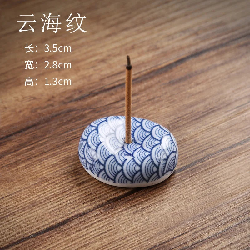 Cherry Blossom Incense Burner Home Ceramic Decor Stick Holder Aromatherapy Censer Office Teahouse Ornament Home Decor 방향제 Peaceful Pleasures Health and Wellness blue