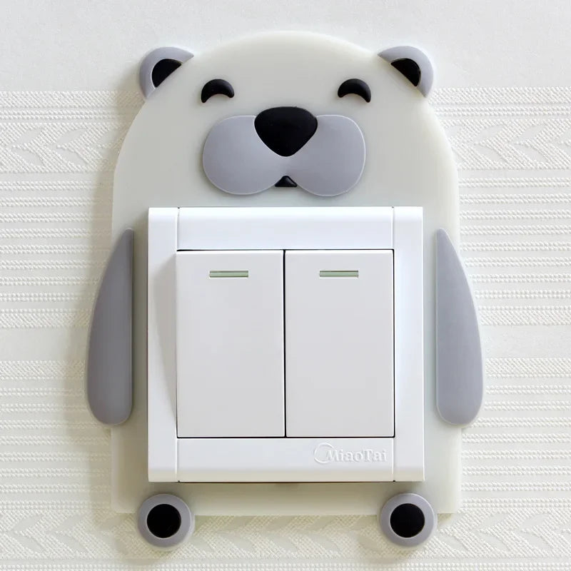 1pcs Children Bedroom Switch Stickers Home Decoration Luminous Silicone Switch Covers Kawaii Cartoon Animals Switch 3D Stickers Peaceful Pleasures Health and Wellness type2